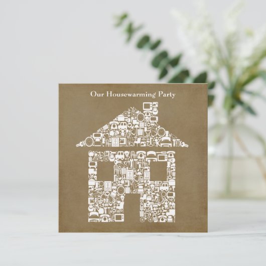 家の家の引っ越し祝いパーティーの写真のパーティの招待状 招待状 (スタンド正面)
