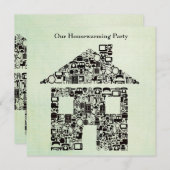 家の家の引っ越し祝いパーティーの移動パーティの招待状 招待状 (正面/裏面)