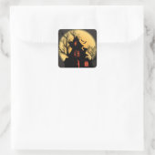 家の幽霊のよく出るシルエット |ハロウィーン スクエアシール (バッグ)