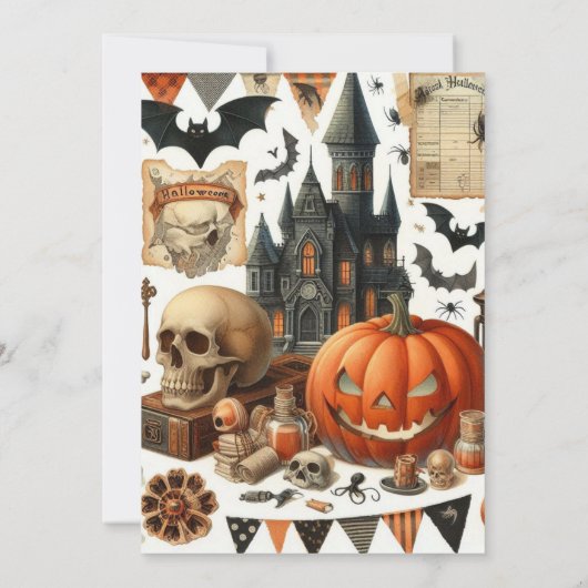 家の幽霊のよく出る子供の衣装パーティーハロウィーン 招待状 (裏面)