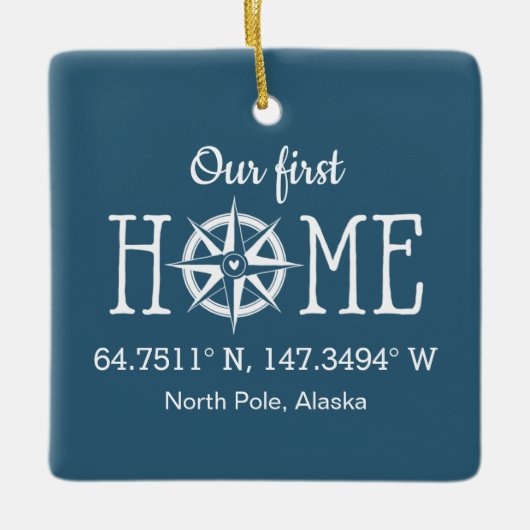 家の座標-背景色を選んで下さい セラミックオーナメント (正面)