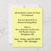 家の引っ越し祝いパーティーのパーティの招待状暖めて下さい及び勧誘 招待状 (裏面)