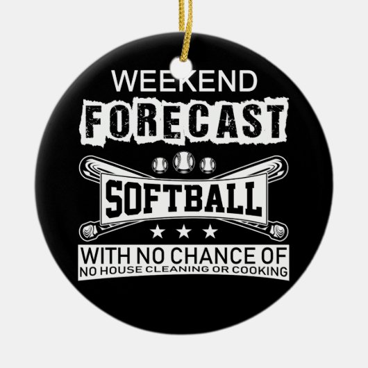 家の掃除が無い可能性のないソフトボールを予測 セラミックオーナメント (正面)