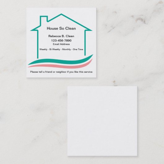 家の掃除メはっきりしたイド名モダン刺 スクエア名刺 (正面/裏面)