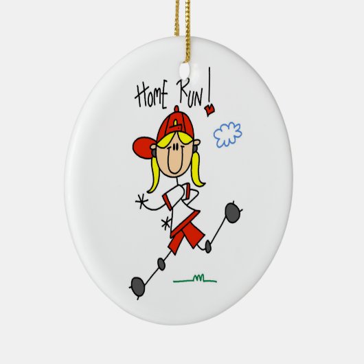 家の操業女の子のソフトボールのTシャツおよびギフト セラミックオーナメント (右)