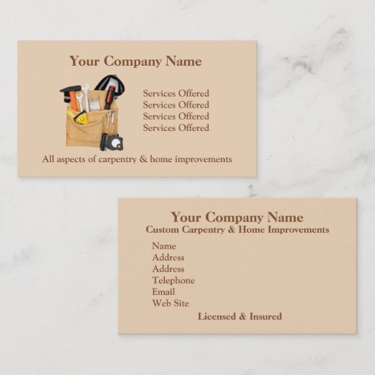 家の改造するか、または大工仕事の名刺 名刺 (正面/裏面)