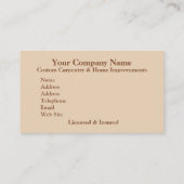 家の改造するか、または大工仕事の名刺 名刺 (裏面)