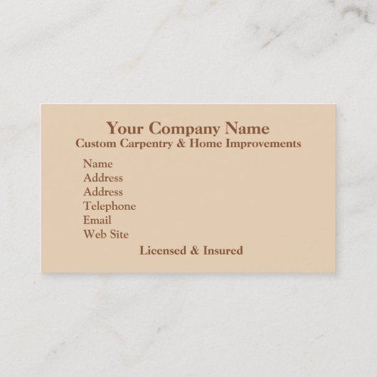 家の改造するか、または大工仕事の名刺 名刺 (裏面)