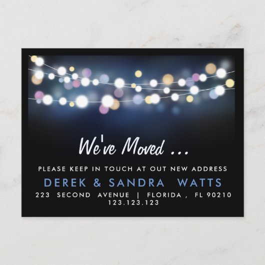 家の明るいライトを移動したアドレスの変更 案内ポストカード (正面)