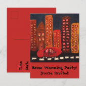 家の暖まるパーティーの元の芸術のデザインの郵便はがき インビテーションポストカード (正面/裏面)
