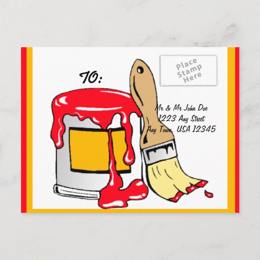 家の暖まる絵画のパーティーの発表 インビテーションポストカード (裏面)