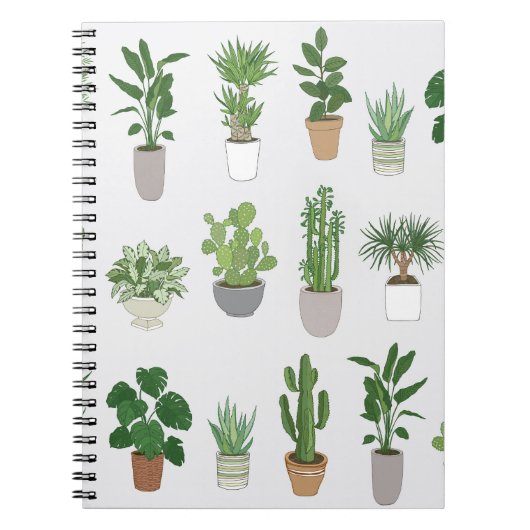 家の植物、ヴィンテージのドードルパターン ノートブック (正面)