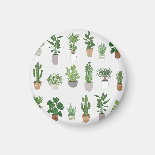 家の植物、ヴィンテージのドードルパターン マグネット (正面)