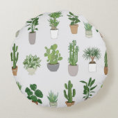 家の植物、ヴィンテージのドードルパターン ラウンドクッション (裏面)