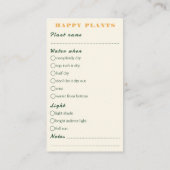 家の気に植物店の注文の植物ガイド エンクロージャーカード (裏面)