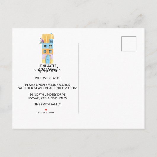 家の甘いアパートの移動郵便はがき インビテーションポストカード (裏面)