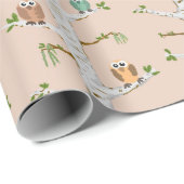 "家の甘い咲く樺の木"のフクロウのギフト用包装紙 ラッピングペーパー (ロールコーナー)