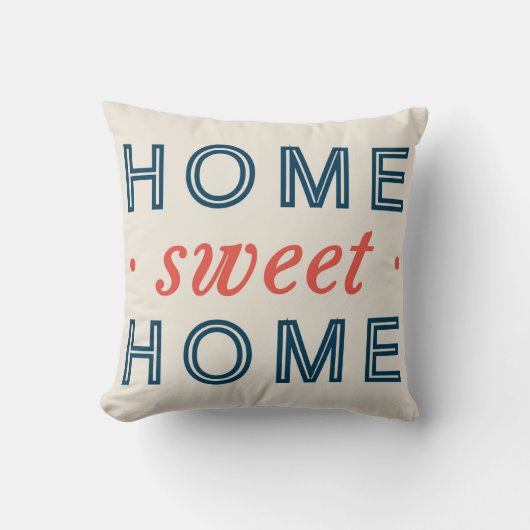 家の甘い家のモダンなタイポグラフィの赤い濃紺 クッション (正面)