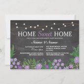 家の甘い家の引っ越し祝いパーティーのチョークの花の招待 招待状 (正面)