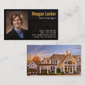 家の背景が付いている不動産業者の写真 名刺 (正面/裏面)