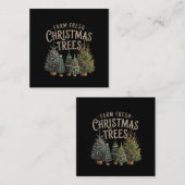 家の農場に新鮮なクリスマスツリーを持って来る スクエア名刺 (正面/裏面)