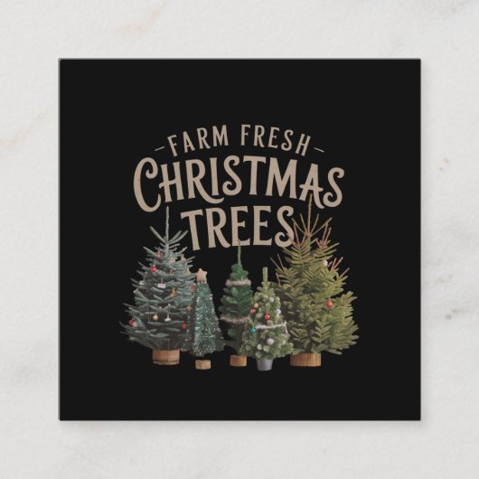 家の農場に新鮮なクリスマスツリーを持って来る スクエア名刺 (正面)