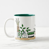 家の鉢植えな植物の落書きの芸術 ツートーンマグカップ (左)