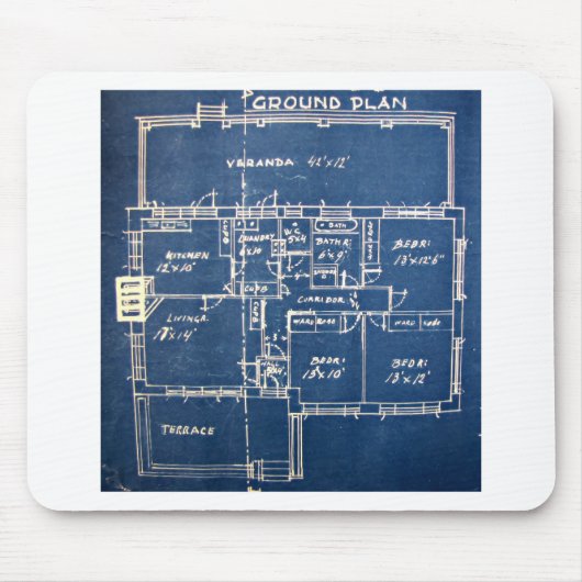 家の青写真 マウスパッド (正面)