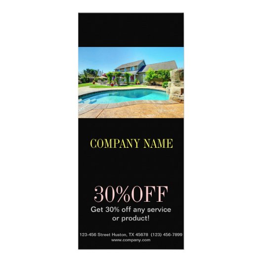 家の革新の不動産仲介業者のプールの維持 ラックカード (正面)