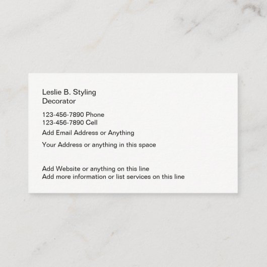 家の飾り、上演サービス 名刺 (裏面)