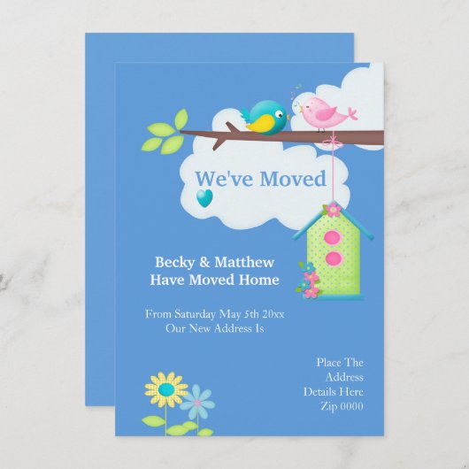 家の鳥の家と木を移動した 案内状 (正面/裏面)