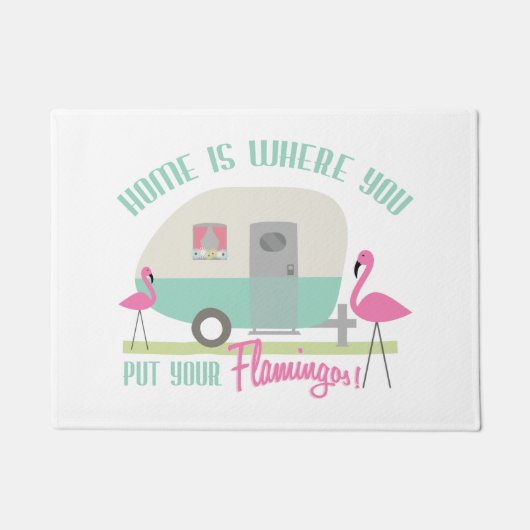 家はあなたのフラミンゴの玄関マットを置くところです ドアマット (正面)