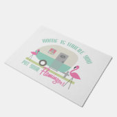 家はあなたのフラミンゴの玄関マットを置くところです ドアマット (アングル)