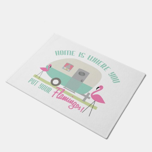 家はあなたのフラミンゴの玄関マットを置くところです ドアマット (アングル)