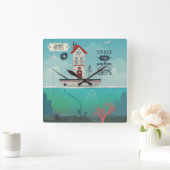 家はいかりが落ちるところです スクエア壁時計 (ホーム)