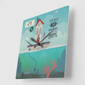 家はいかりが落ちるところです スクエア壁時計 (傾斜)