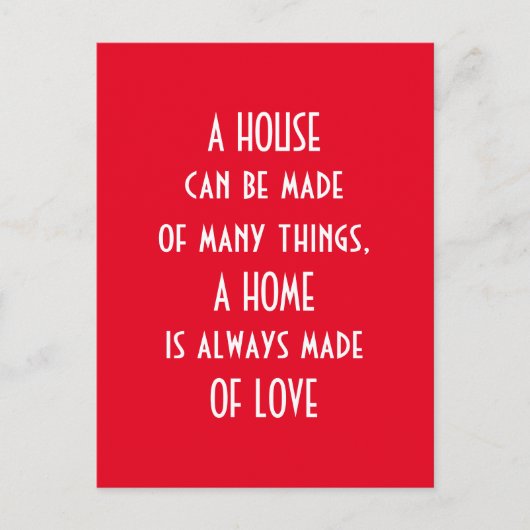 家はいつも愛、引用文 ポストカード (正面)