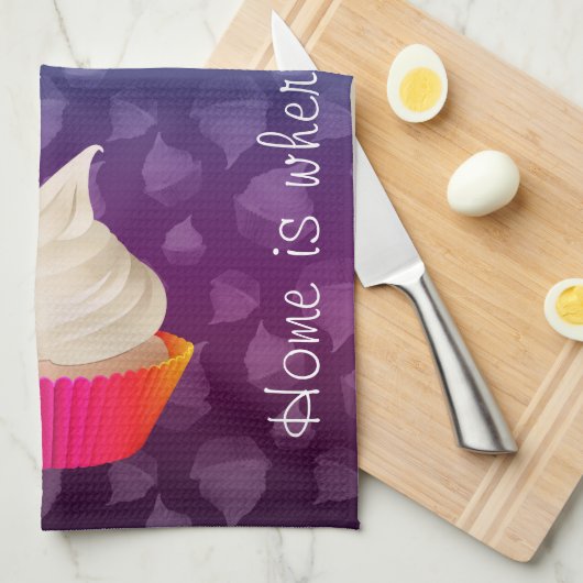 家はケーキがかわいいカップケーキの台所芸術であるところです キッチンタオル (四つ折り)