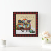 家はトレーラーがある場所 – キャンパーおもしろいゴミ スクエア壁時計 (ホーム)