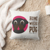 家はパグが黒いパグの枕であるところです クッション (ブランケット)