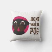 家はパグが黒いパグの枕であるところです クッション (裏面)
