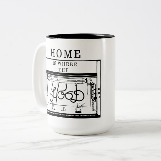 家はフードがマグであるところです ツートーンマグカップ (正面左)