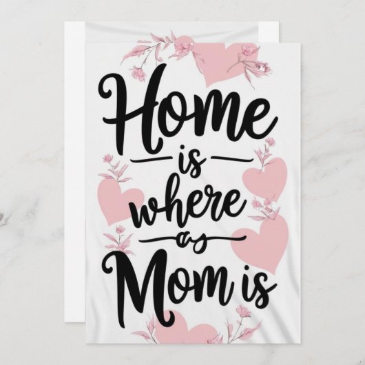 家はママがいる場所で、母の日のギフトカード 招待状 (正面/裏面)