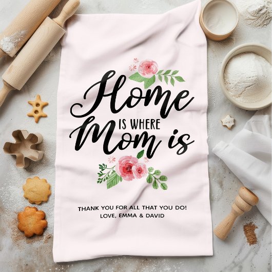 家はママがいる場所パーソナライズされた キッチンタオル