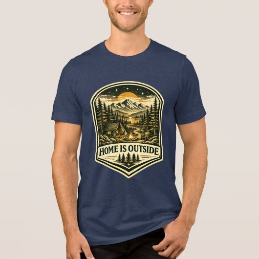 家は外にあり トライブレンドTシャツ (正面)