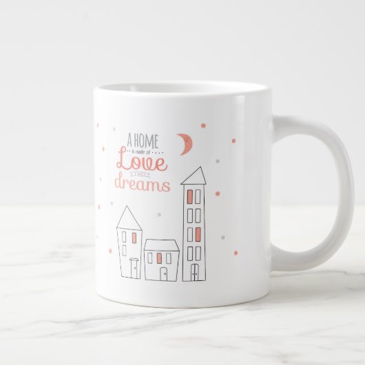 家は愛および夢から成っています ジャンボコーヒーマグカップ (右)