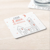 家は愛および夢から成っています スクエアペーパーコースター (アングル)