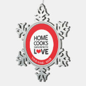 家は愛の季節を調理します スノーフレークピューターオーナメント (右)