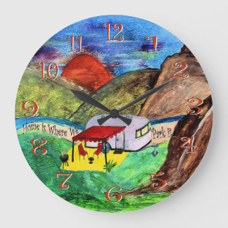 家は我々がキャンパーの壁時計を駐車する場所 ラージ壁時計