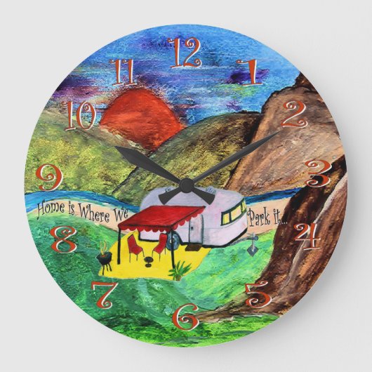 家は我々がキャンパーの壁時計を駐車する場所 ラージ壁時計 (正面)
